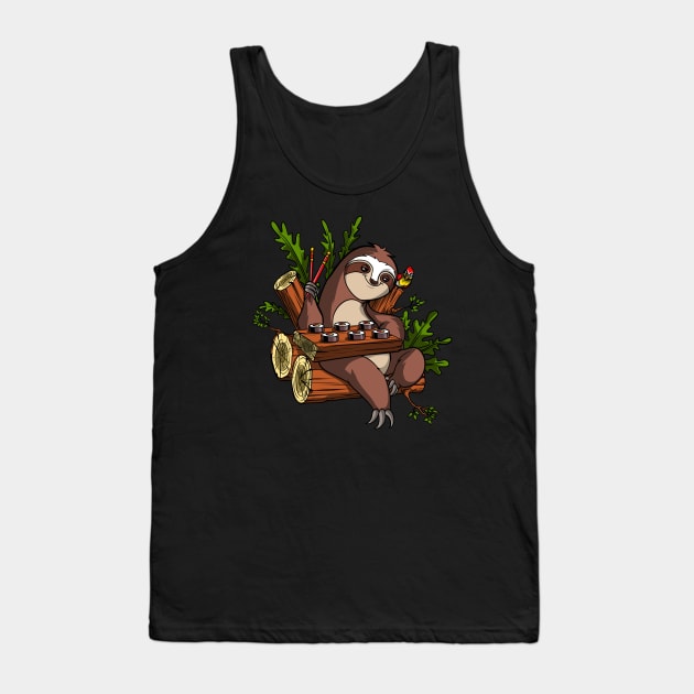 Sloth Eating Sushi Tank Top by underheaven